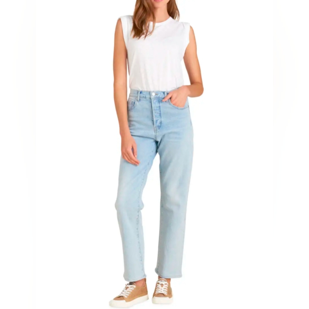 Veronica Beard Blake Crop Classic Straight High Rise Light Wash Jean Sz 26